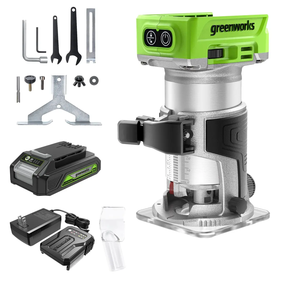24V Cordless Battery Compact Router: 2.0 Ah Battery And Charger 1