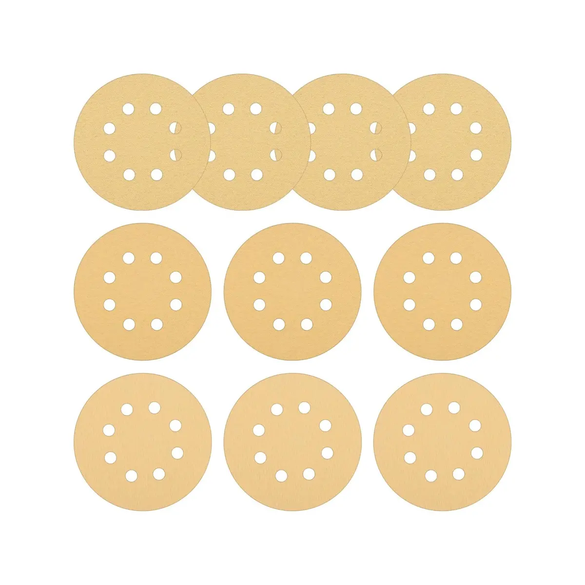 10Pc 5" 8-Hole Hook And Loop Sanding Discs Pad Kit Random Orbit Sandpaper 1
