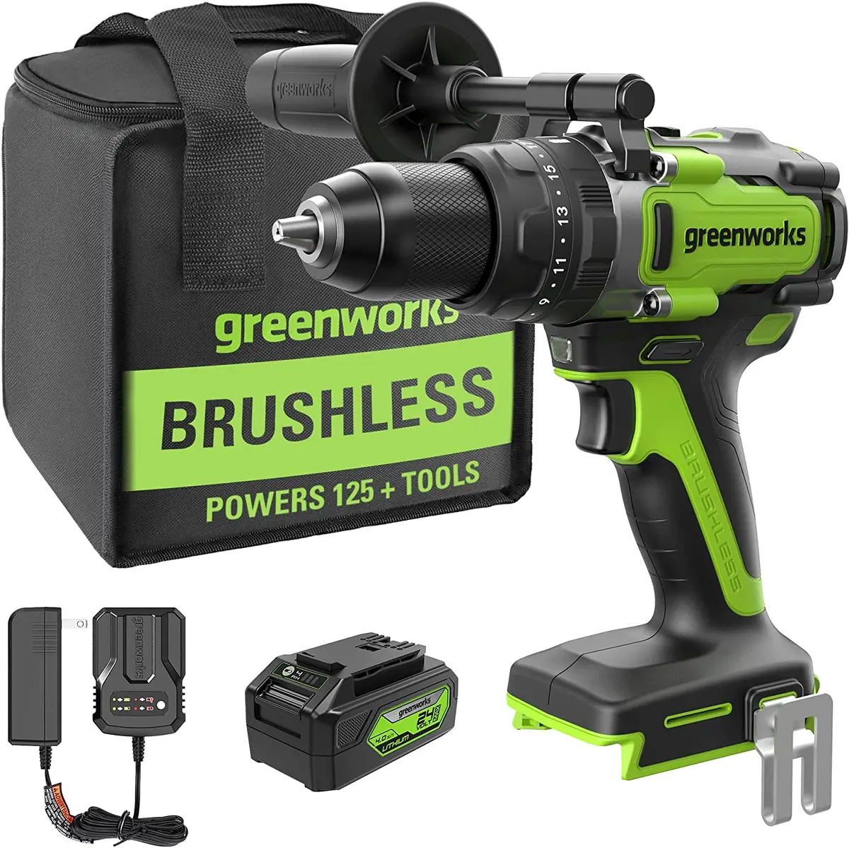 24V 1/2" 1240 In/Lbs Hammer Drill: 4.0 Ah Battery And Charger 1