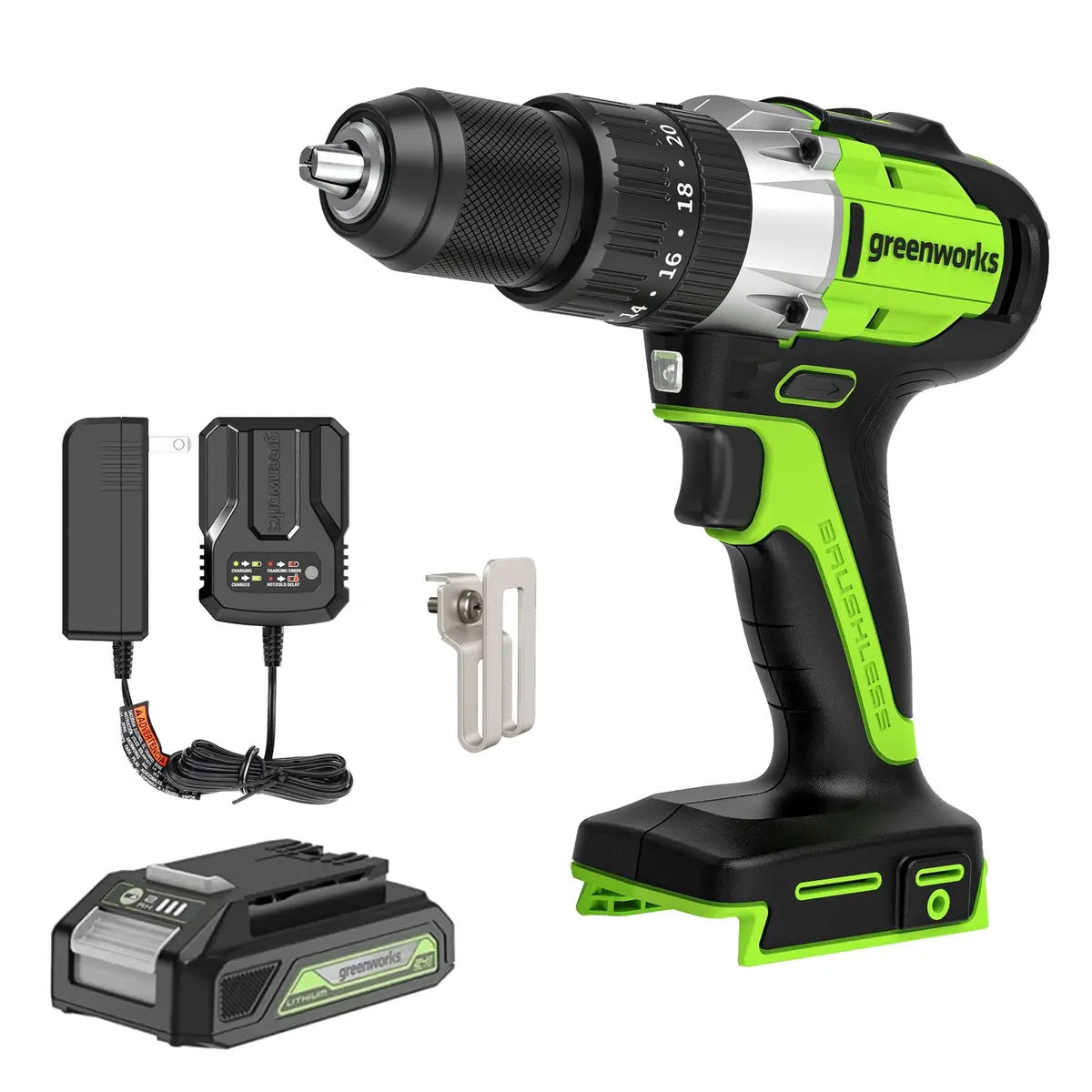 24V 1/2" 530 In/Lbs Hammer Drill: 2.0 Ah Battery And Charger 1