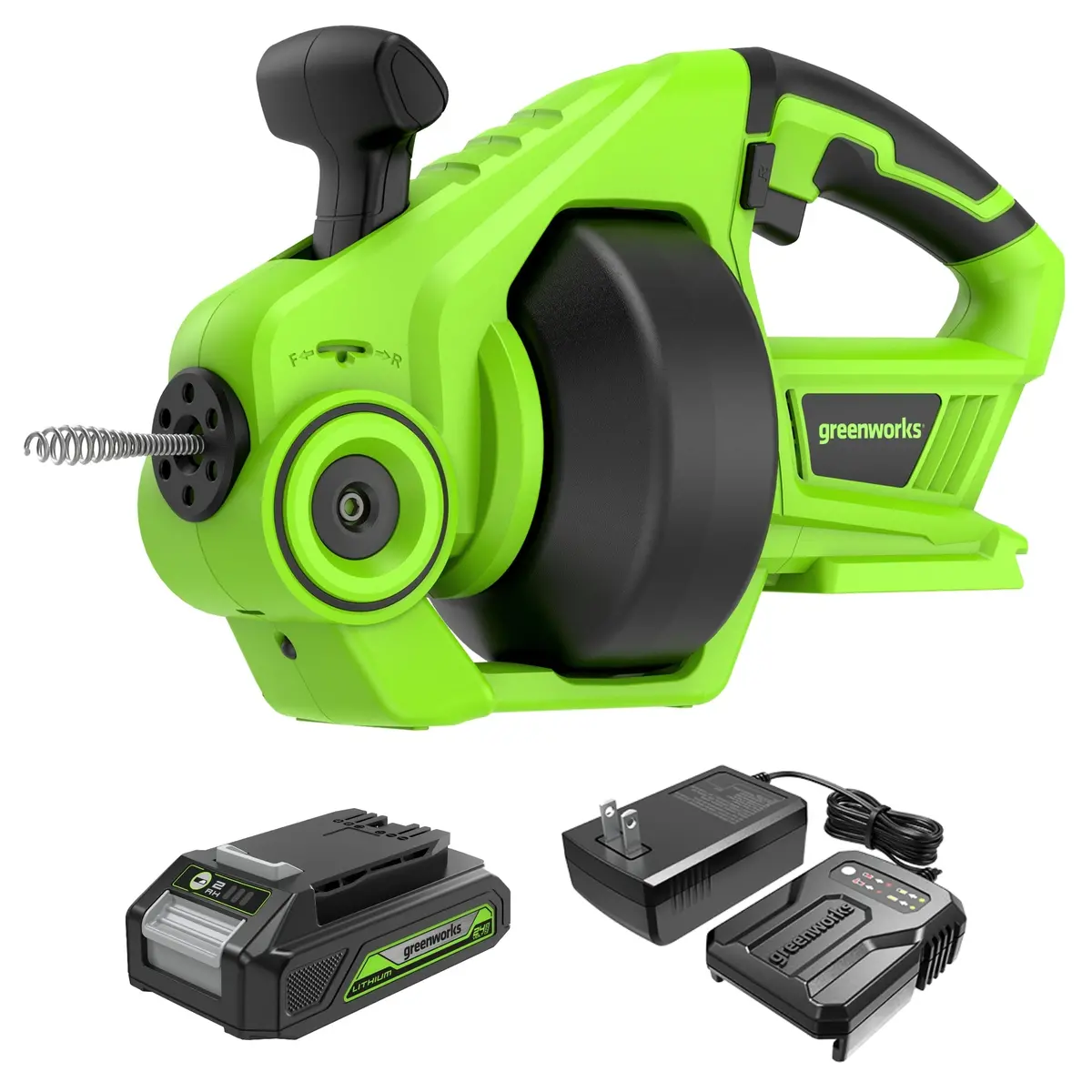24V 23-Ft Cordless Battery Drain Auger, (1) 2Ah Battery And Charger 1