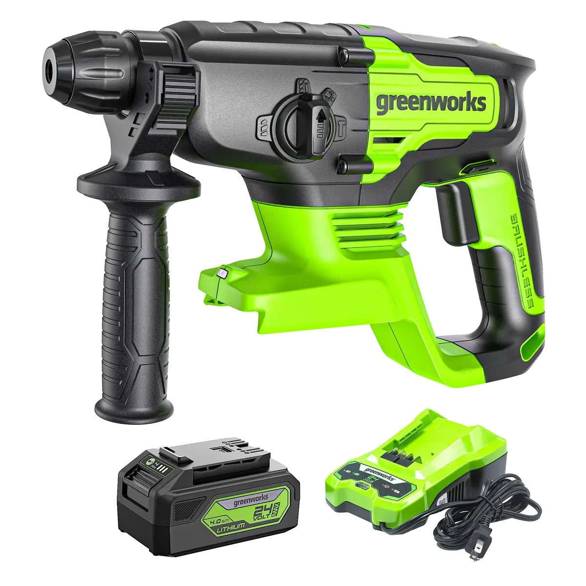 24V Sds-Plus 2J Brushless Rotary Hammer Drill: 4.0 Ah Usb Battery And Charger 1
