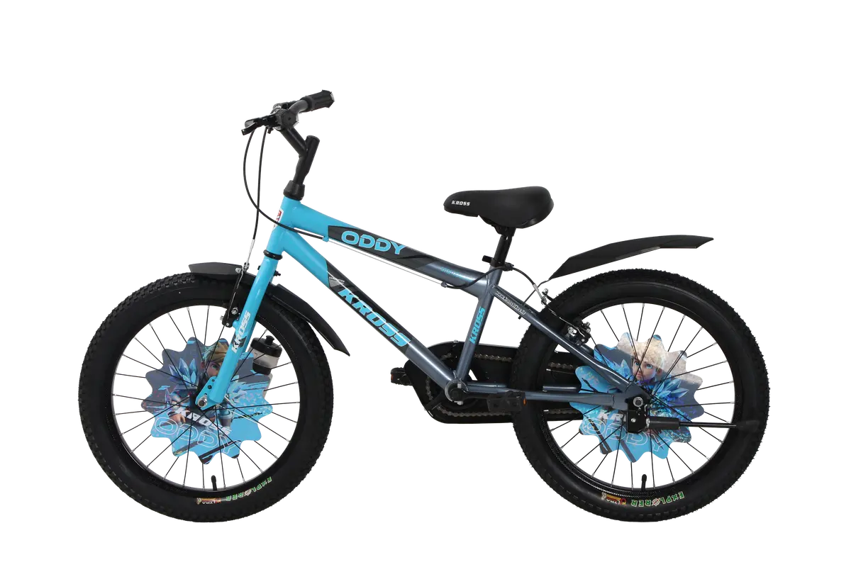 Kross Oddy 20T Kids Bicycle With Training Wheels, V-Brakes, Steel Frame, Blue/Grey 2