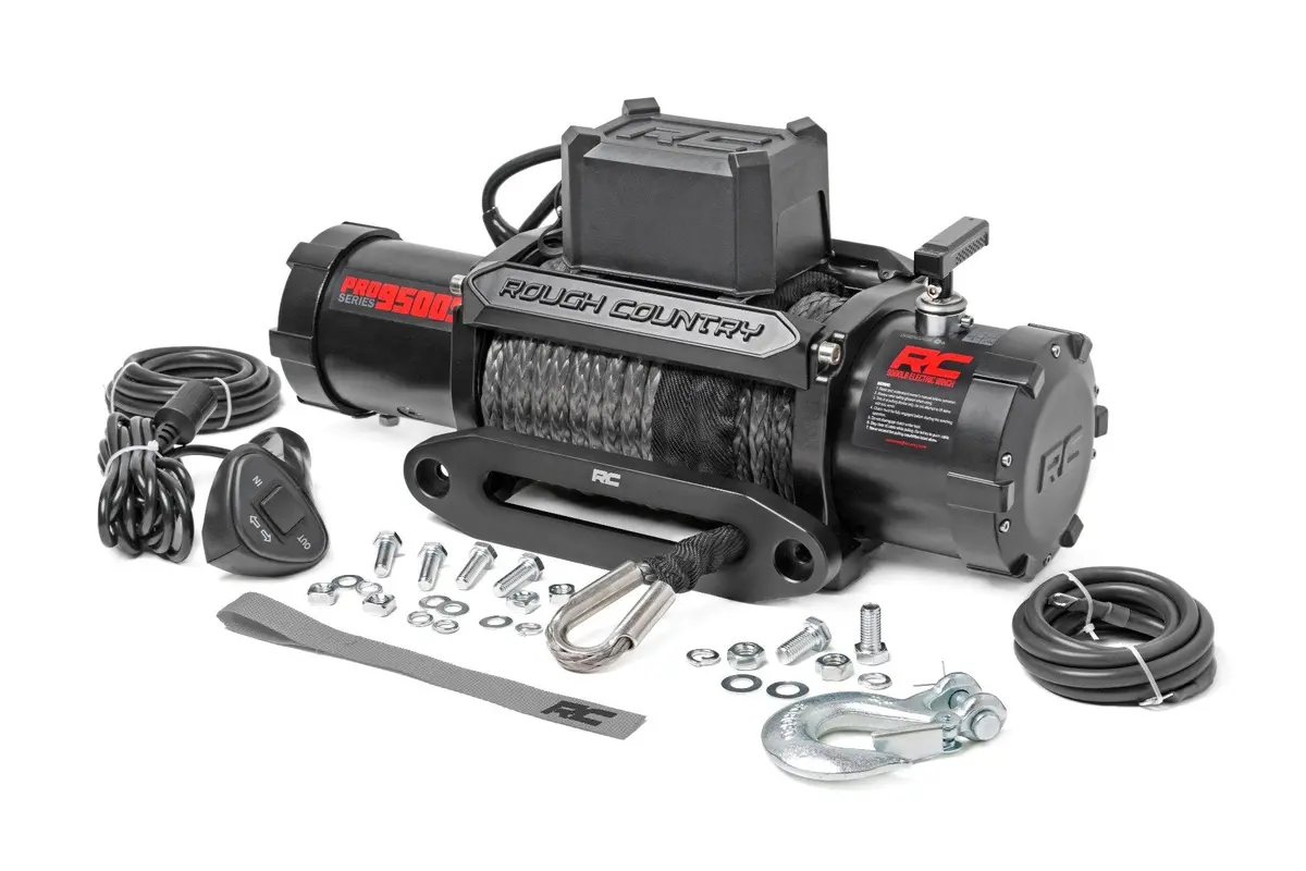 Rough Country Pro9500s Synthetic Rope Electric Winch - 9,500 Lbs. 85 Ft. Line Length 1