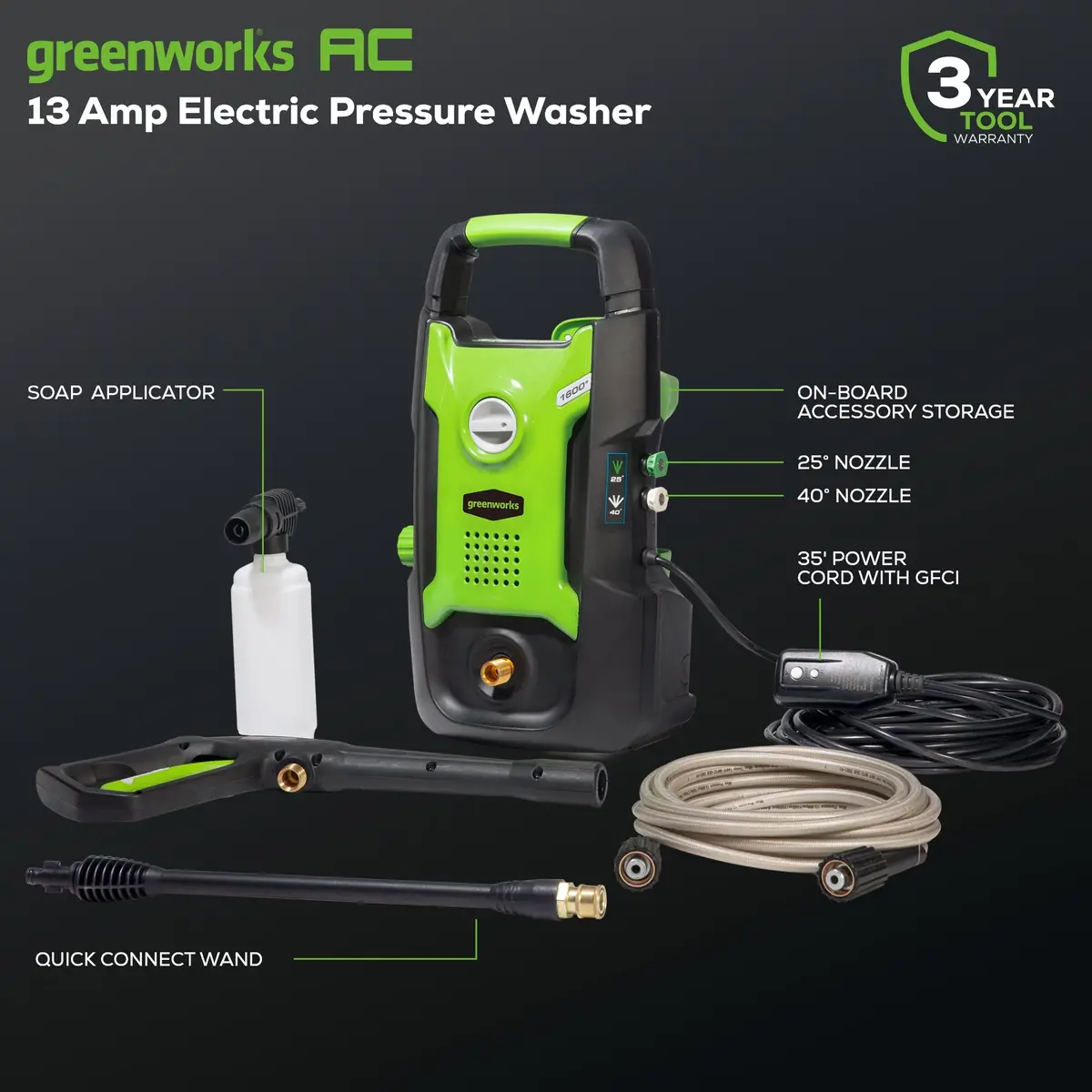 1600-Psi 13 Amp 1.2 Gpm Electric Pressure Washer 2