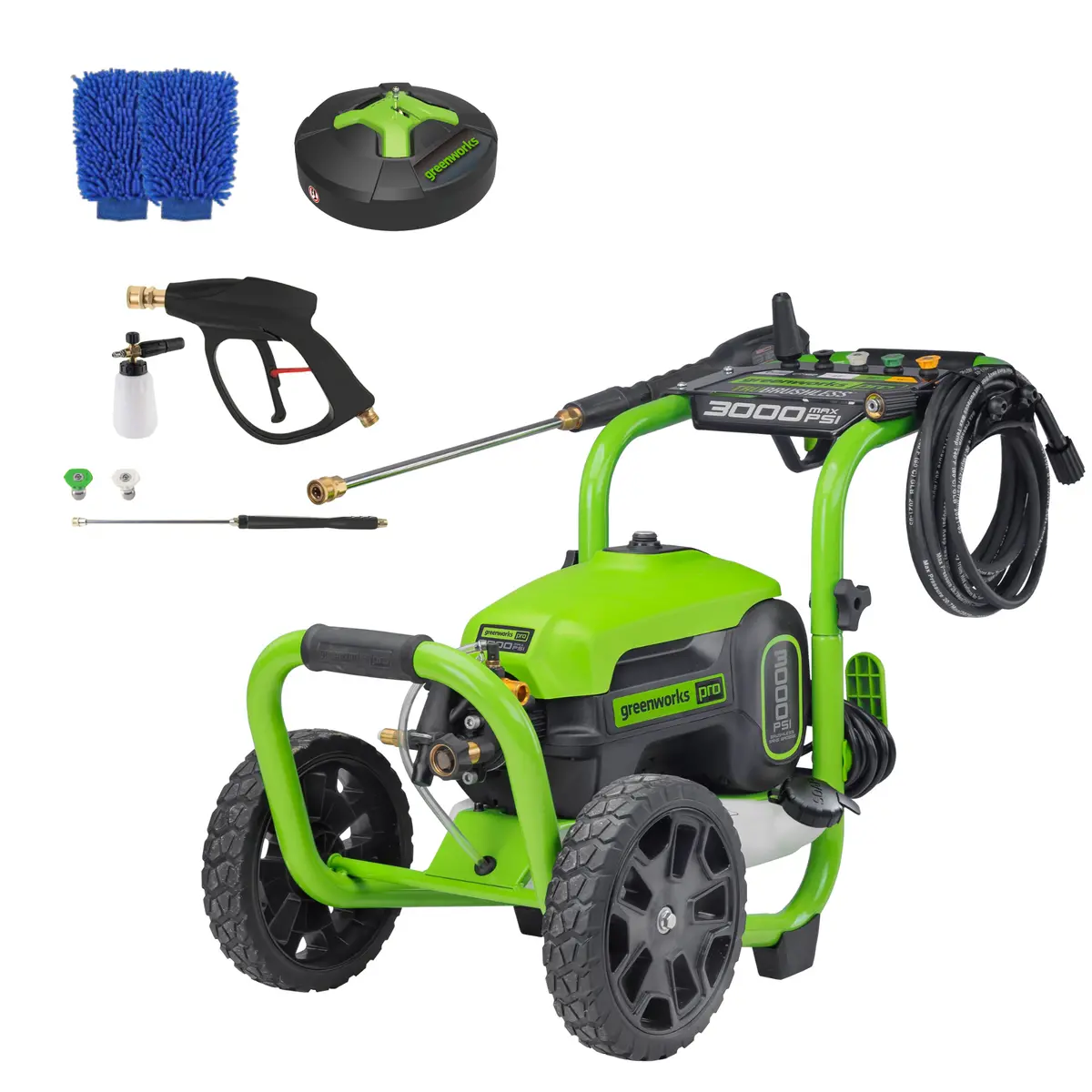 Open Box 3000 Psi 2.0 Gpm Cold Water Electric Pressure Washer Combo Kit, Short Gun, Mitts And 15" Surface Cleaner 1