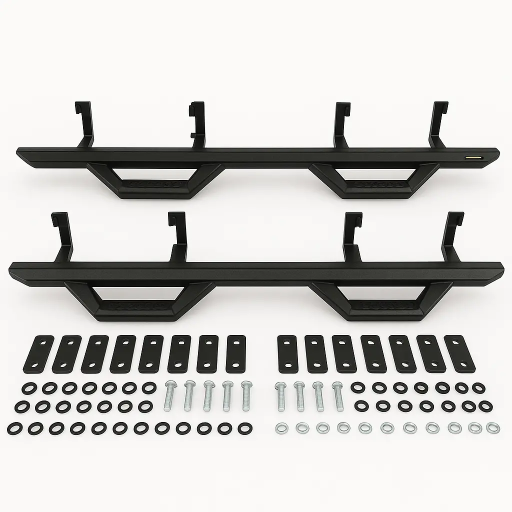 Smittybilt Cab Length Bolt On Angular Drop Steps For 2019-2024 Chevy Silverado 1500 Crew Cab 1