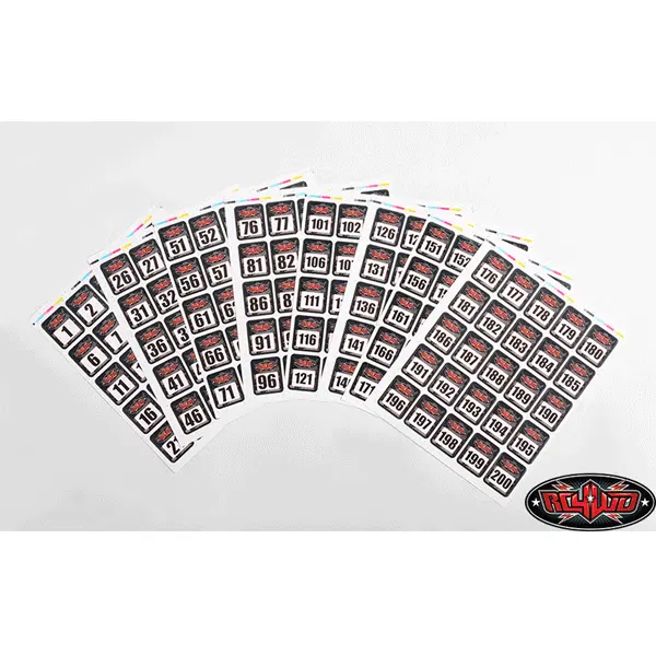 Rc4wd Event Numbers Decal Sheets (1-200) 1