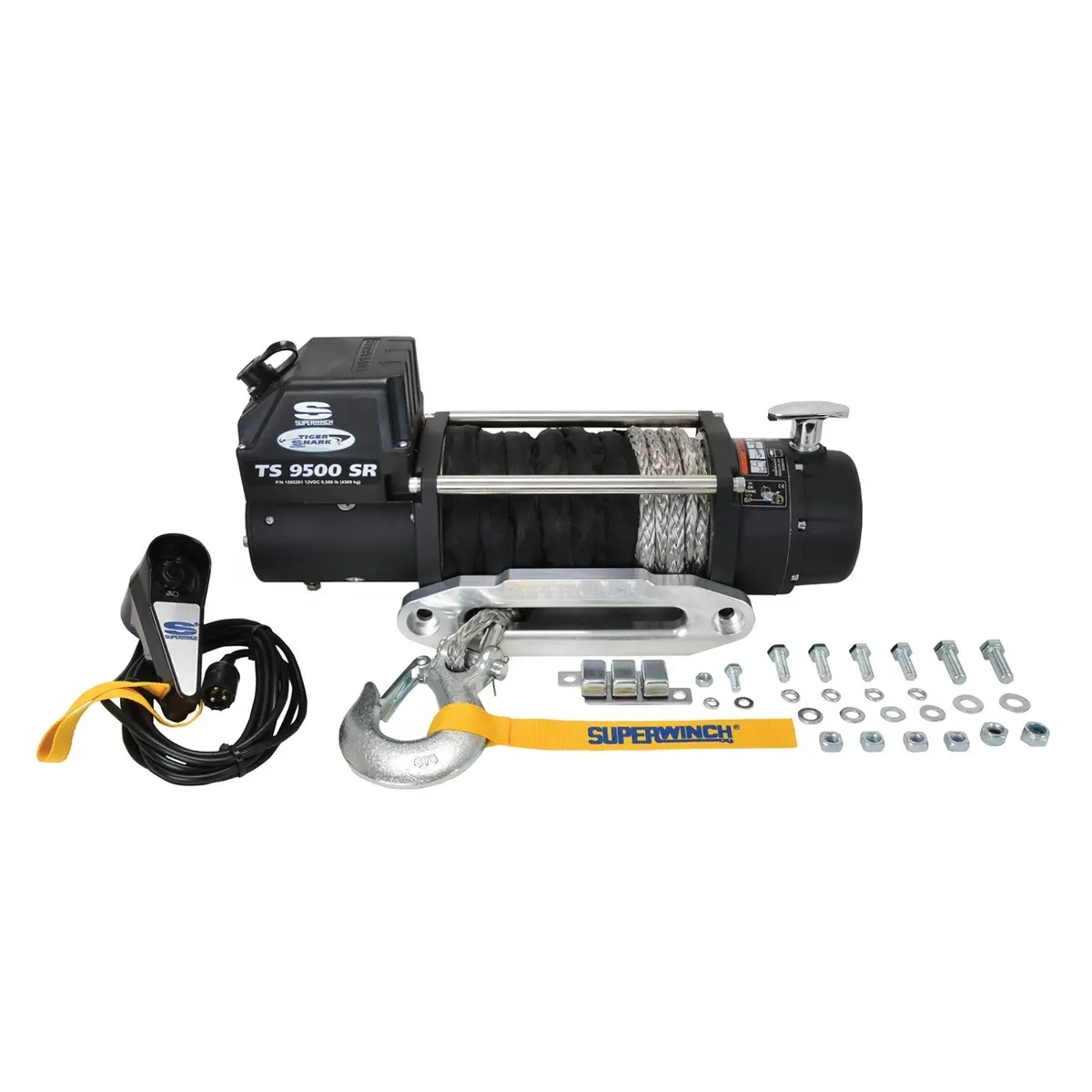 Superwinch 1595201 Electric Tiger Shark 9500Sr Winch - 9,500 Lbs. Pull Rating, 80 Ft. Line 1