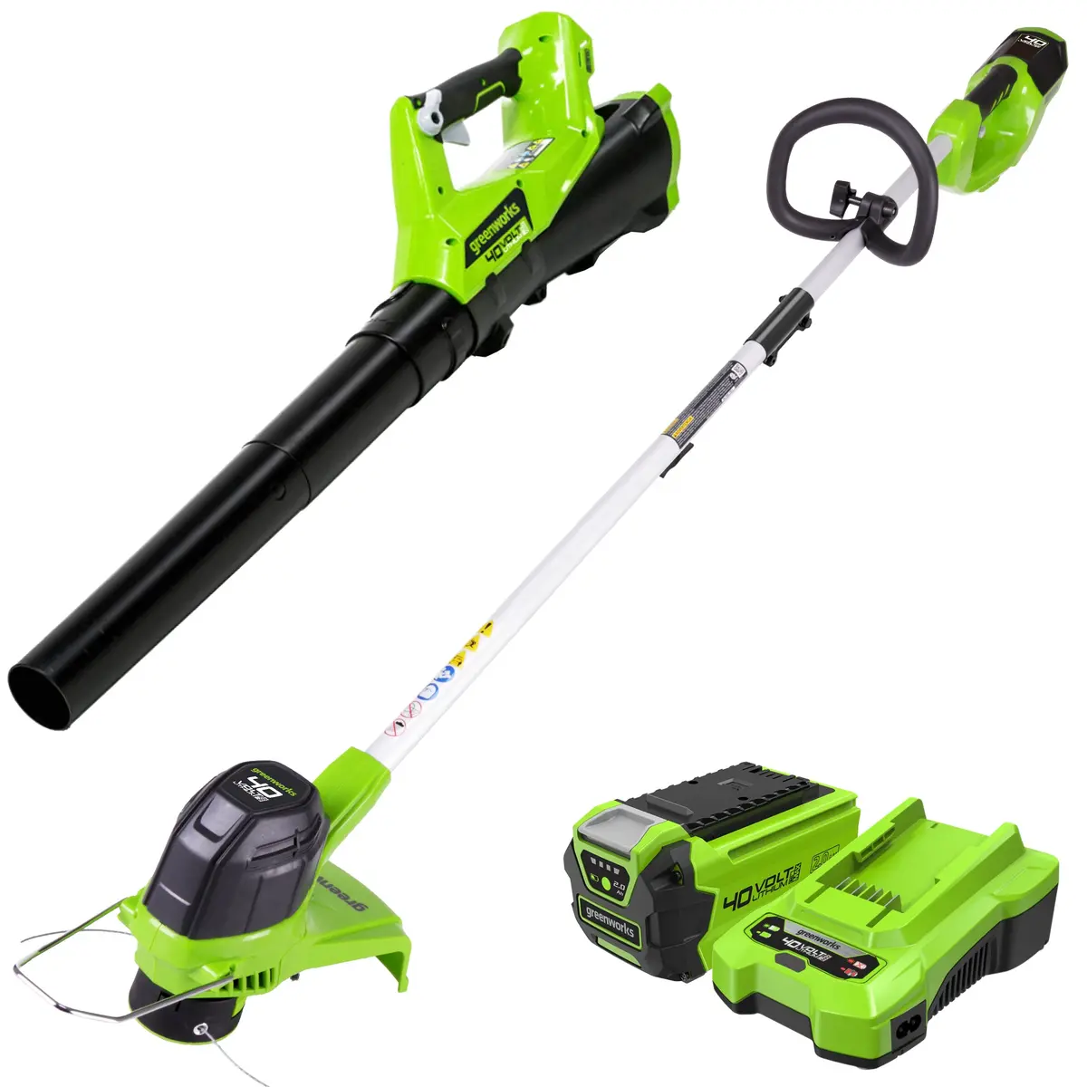 40V 12" Cordless String Trimmer And Leaf Blower Combo Kit W/ 2.0Ah Battery & Charger 1