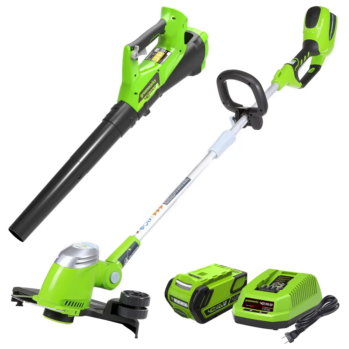 40V 13" Cordless Battery String Trimmer & 390 Cfm Leaf Blower Combo W/ 4.0Ah Battery & Charger 1