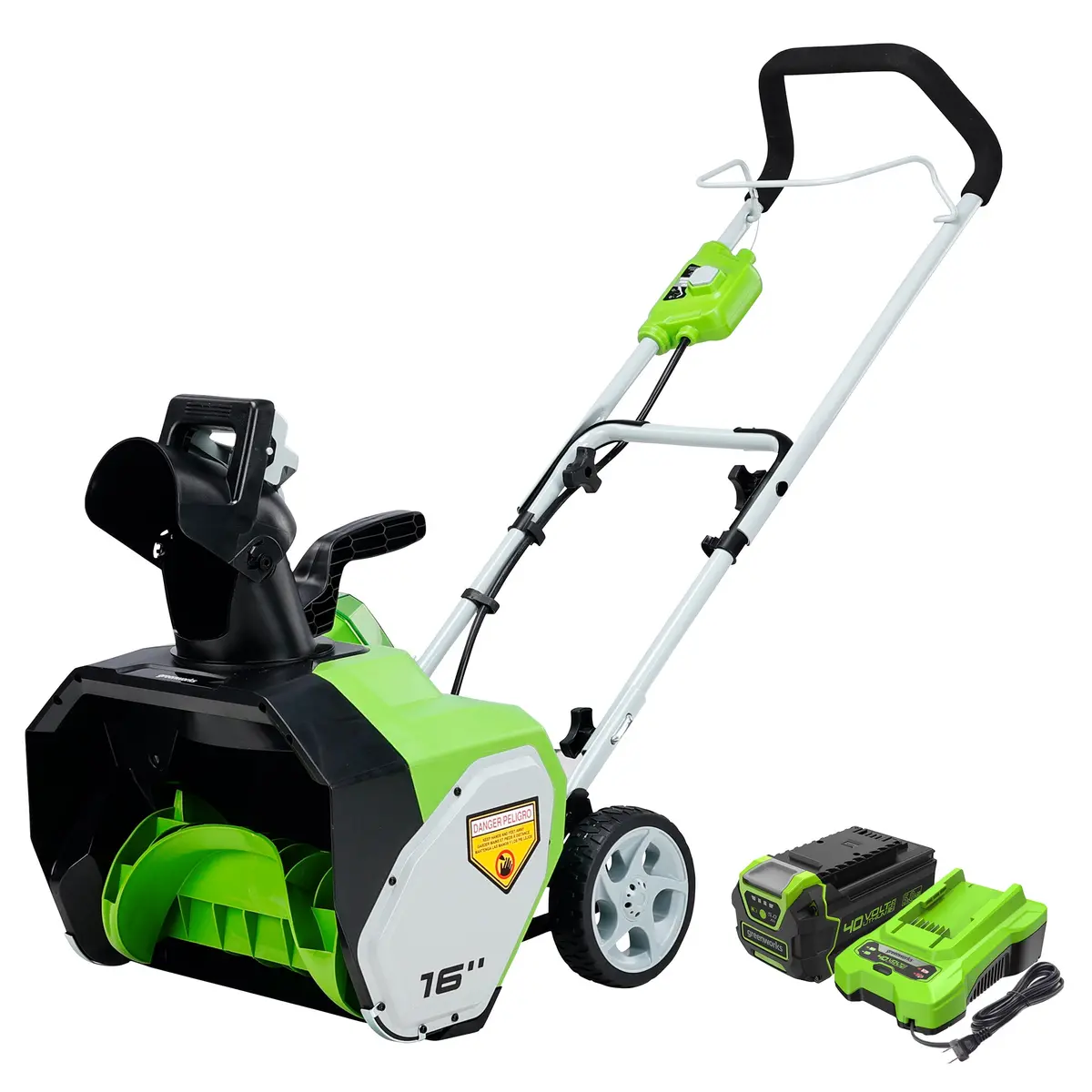 40V 16" Cordless Battery Single-Stage Snow Blower: 5.0 Ah Usb Battery And Charger 1