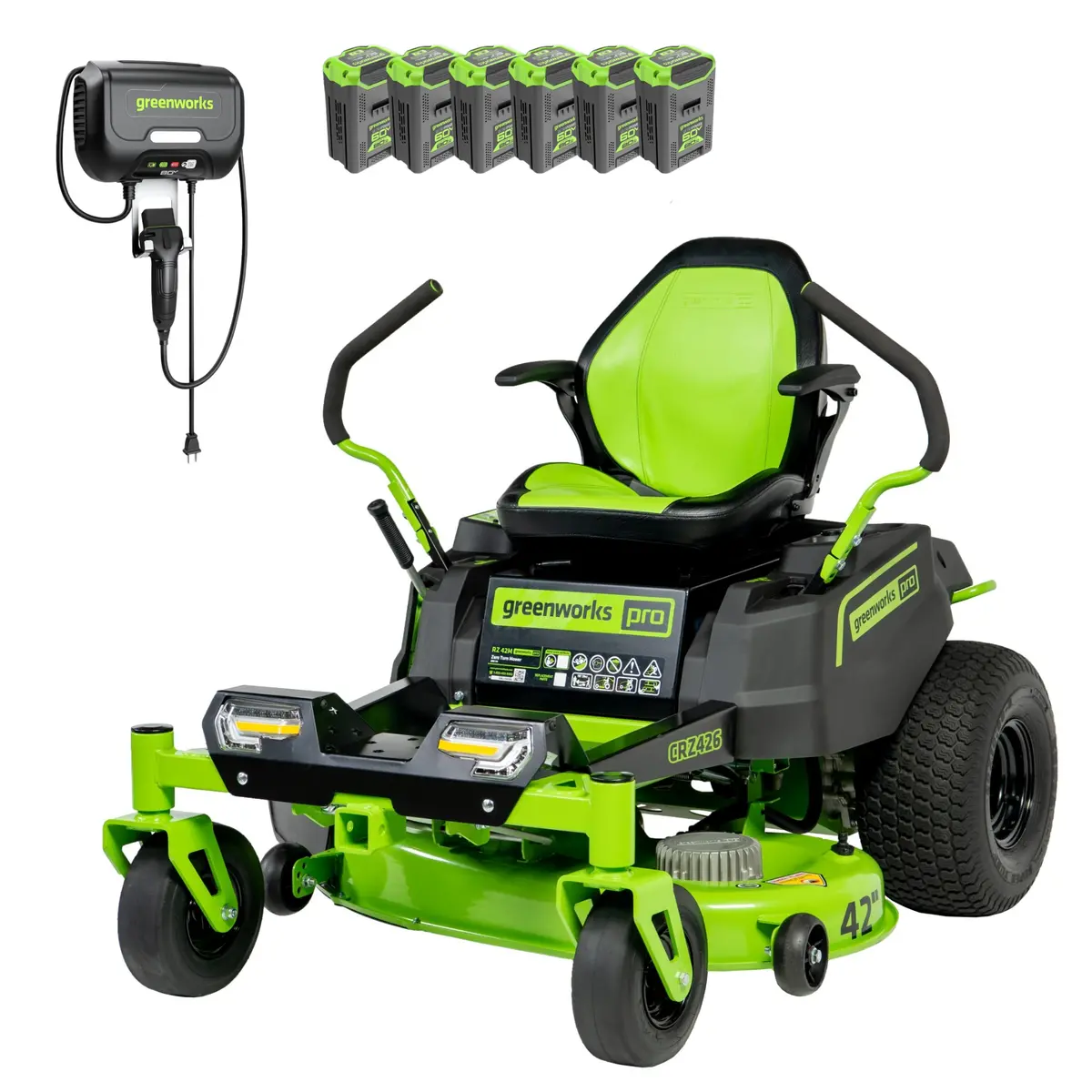 60V 42" Electric Crossoverz Zero Turn Mower: (6) 8 Ah Batteries And 600W Wall Charger 1