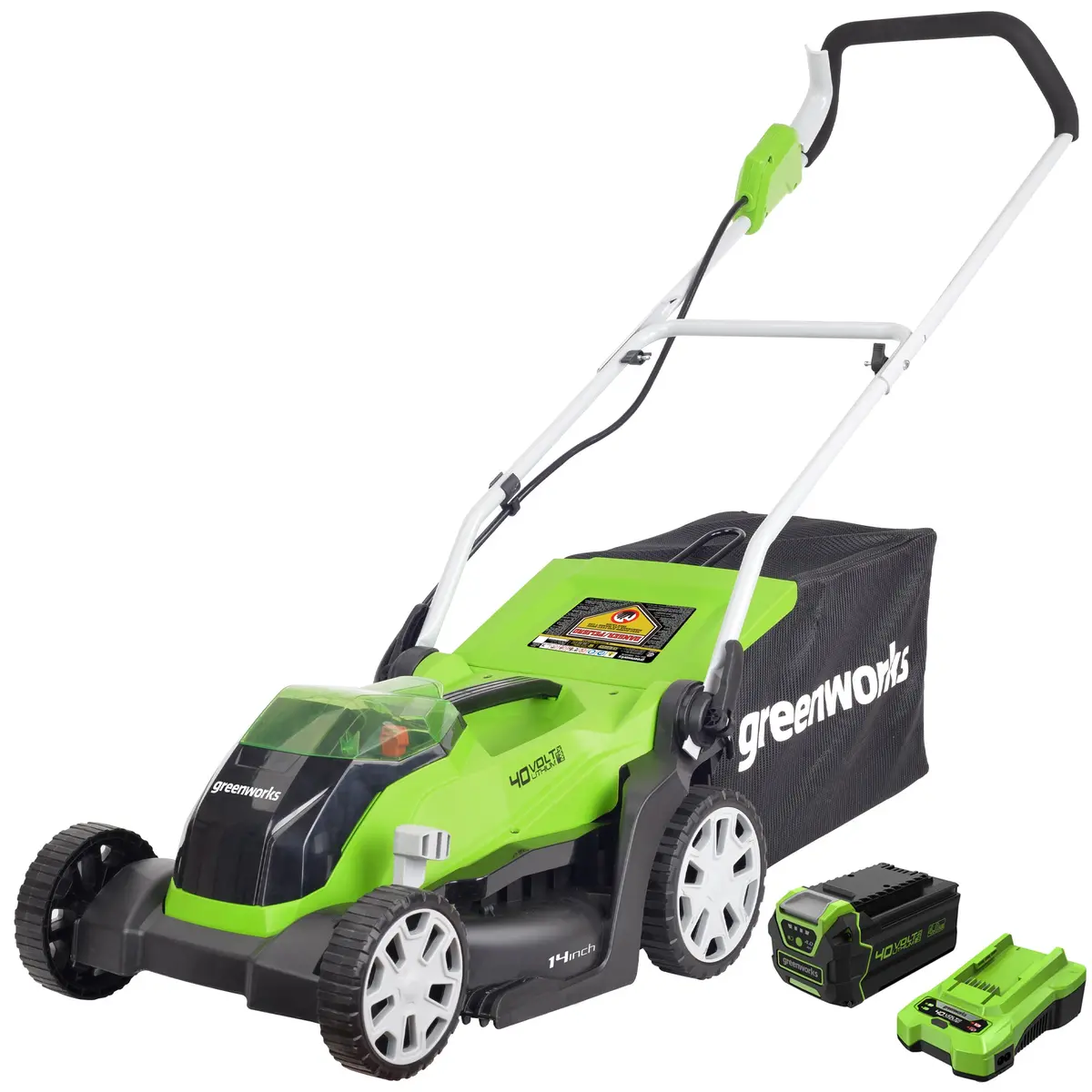 40V 14" Cordless Battery Push Lawn Mower: 4.0 Ah Battery And Charger 1