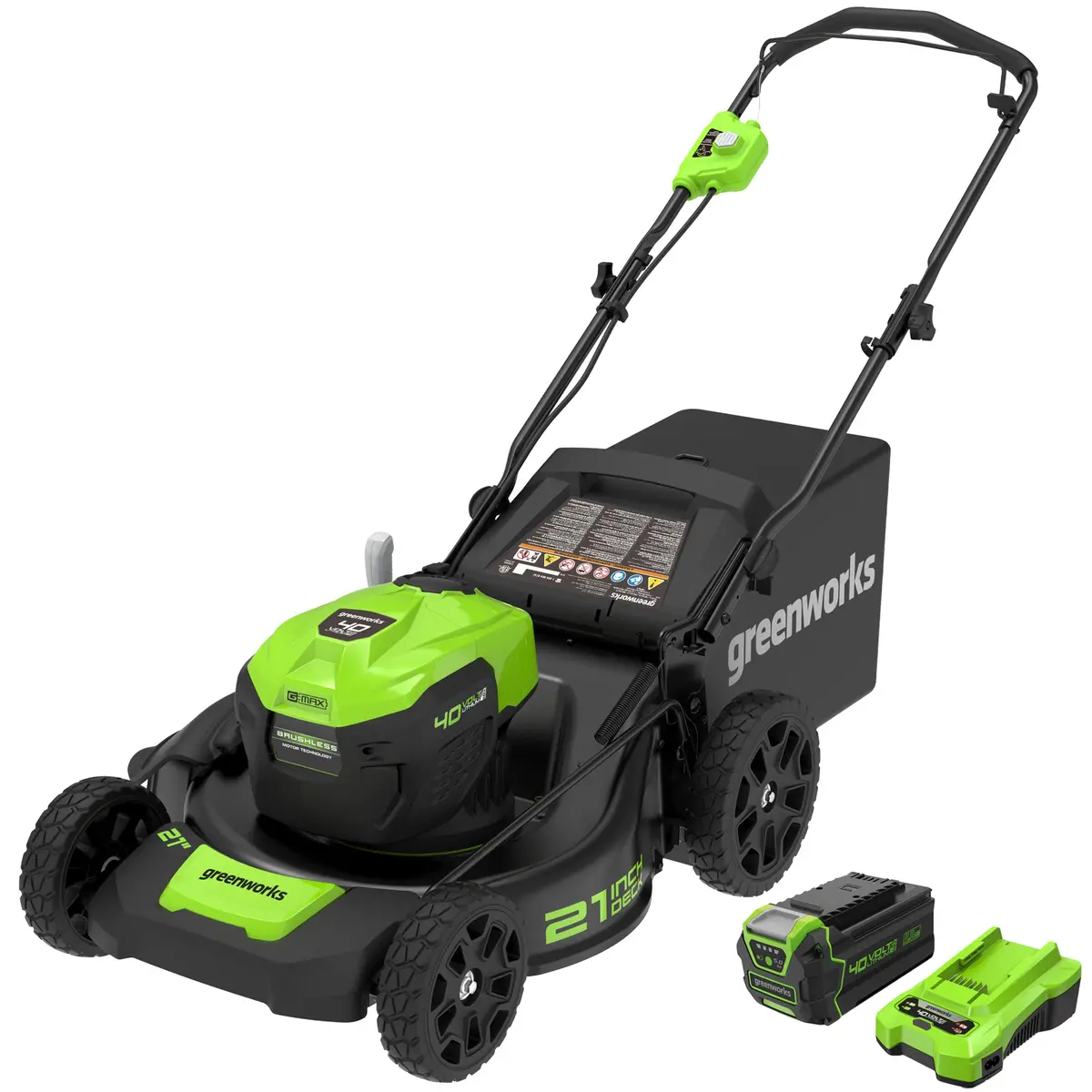 40V 21" Cordless Battery Brushless Push Lawn Mower: 5.0 Ah Usb Battery And Charger 1
