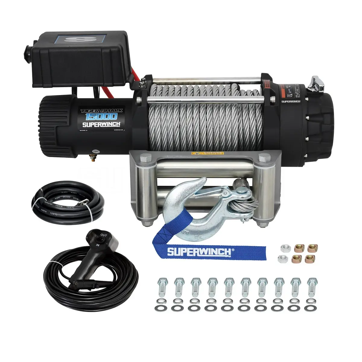 Superwinch 1515000 Electric Tiger Shark 15000 Winch - 15,000 Lbs. Pull Rating, 82 Ft. Line 1
