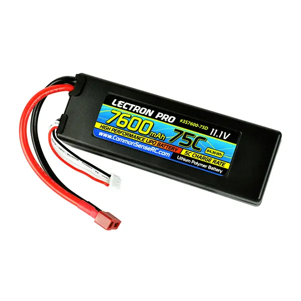 Common Sense Rc Lectron Pro 11.1V 7600Mah 75C Hard Case Lipo Battery With Deans-Type Connector 1