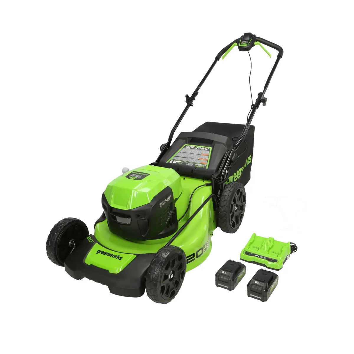 48V (24V X 2) 20" Cordless Battery Push Mower: (2) 4.0 Ah Usb Batteries And Dual-Port Rapid Charger 1