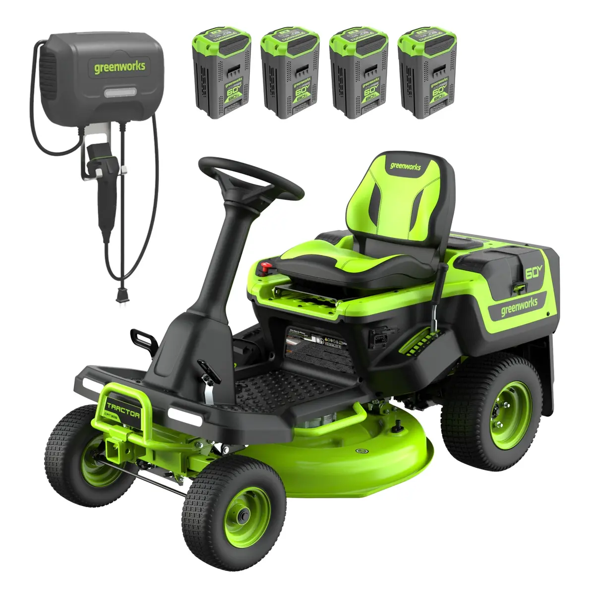 60V 30" Crossovert Riding Lawn Tractor With (4) 8.0 Ah Batteries And 600-Watt Charger 1