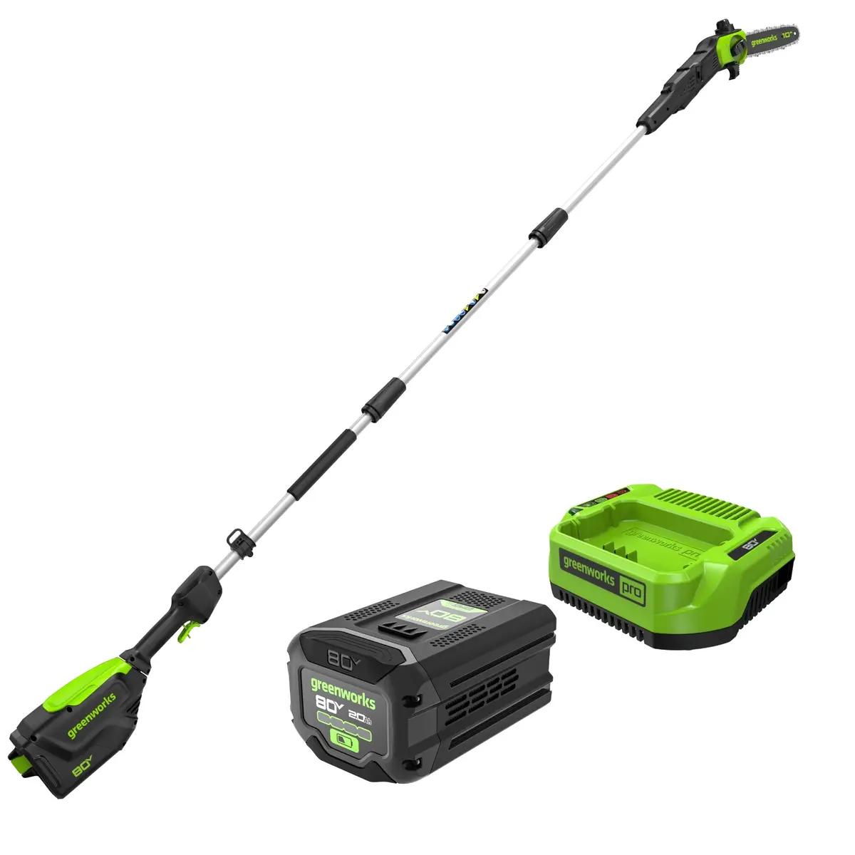 80V Pro 10" Cordless Battery Pole Saw: 2.0 Ah Battery And Charger 1