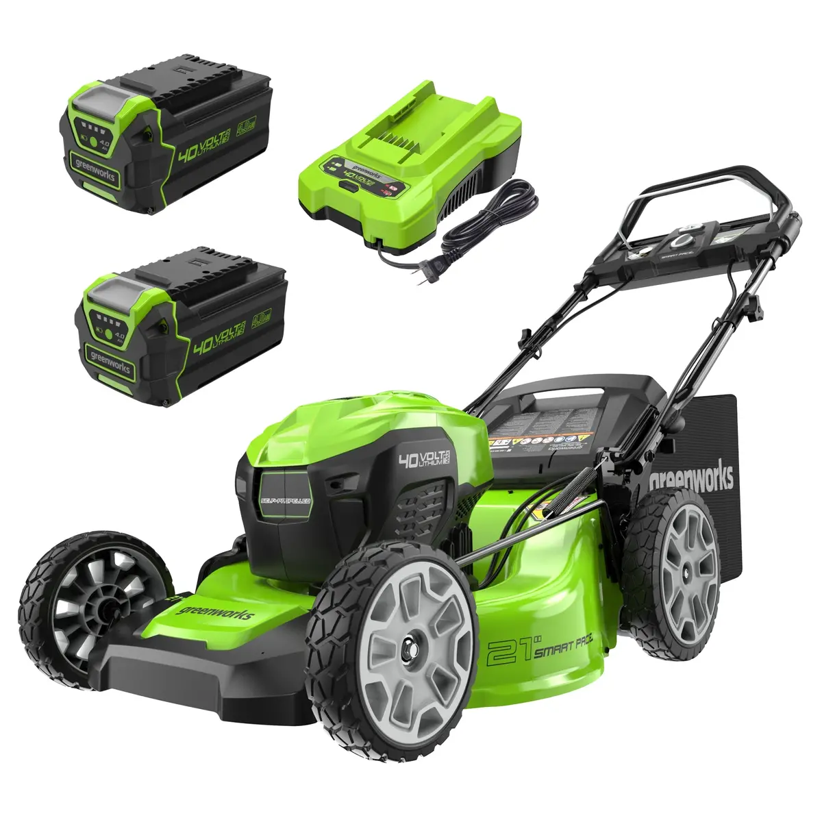 40V 21" Cordless Battery Self-Propelled Lawn Mower: (2) 4.0 Ah Usb Batteries And Charger 1