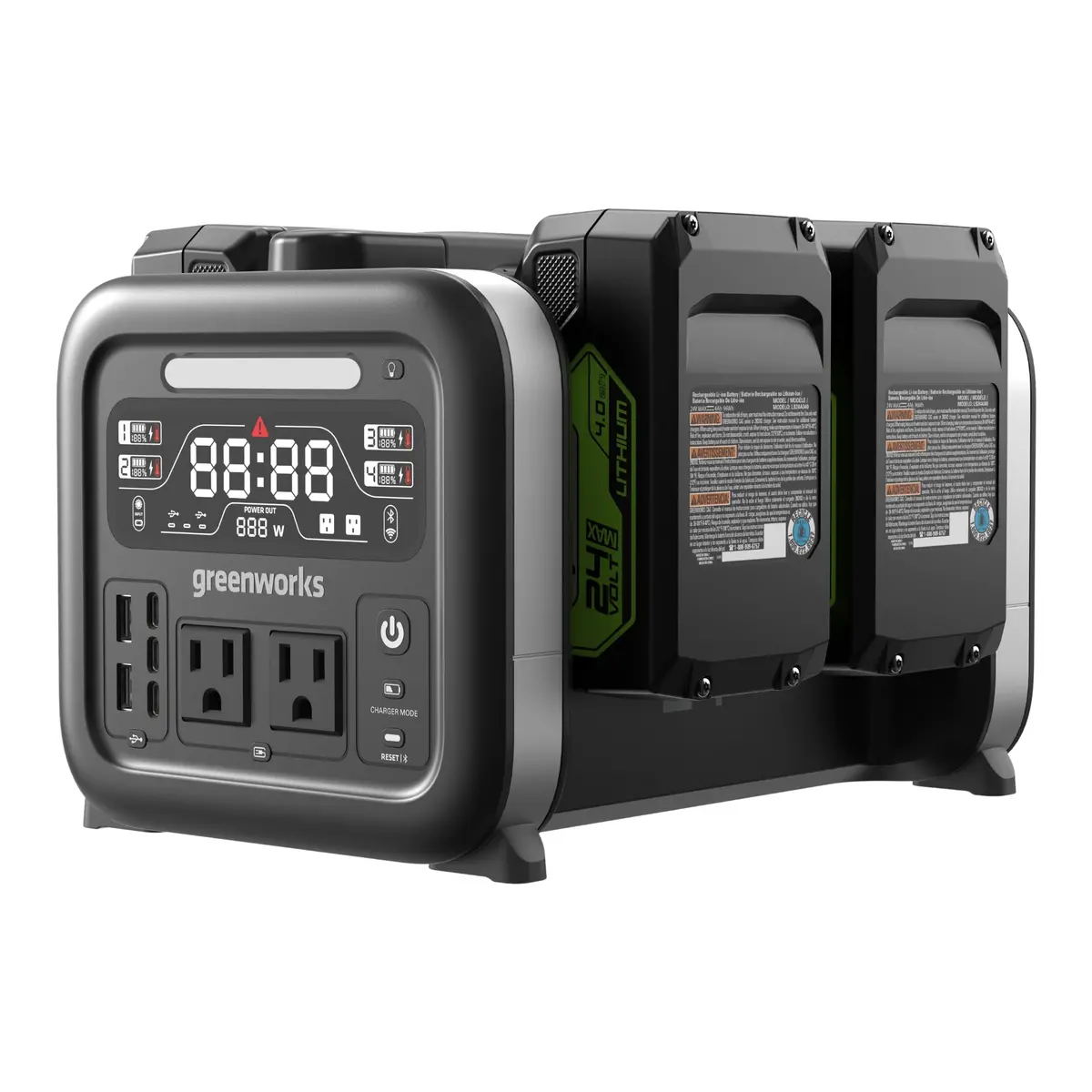 24V 500W Portable Power Station, (4)4.0 Ah Battery And Charger 1