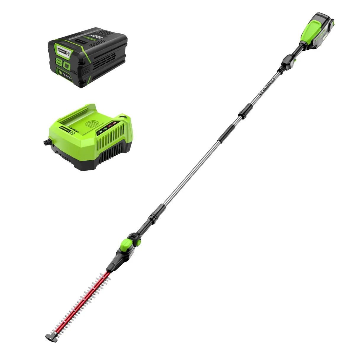80V 20" Cordless Battery Pole Hedge Trimmer (1.2" Cut, 4000 Spm): 2.0 Ah Battery And Charger 1