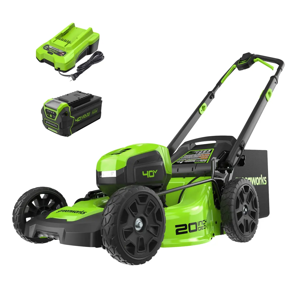 40V 20" Cordless Battery 4-In-1 Push Lawn Mower: 4.0 Ah Battery And 2A Charger 1