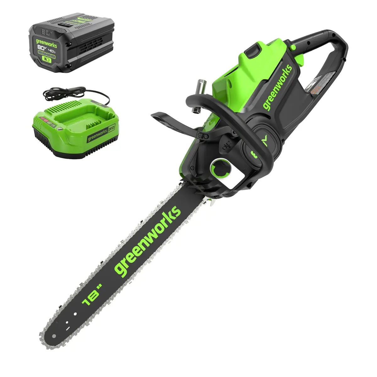 80V 18" 2.5Kw Cordless Battery Chainsaw, (1) 4Ah Battery And 2A Charger 1