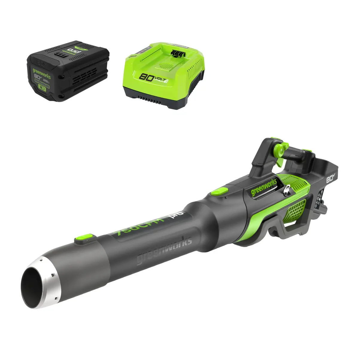 80V 750Cfm Cordless Battery Leaf Blower: 2.5 Ah Battery And Charger 1