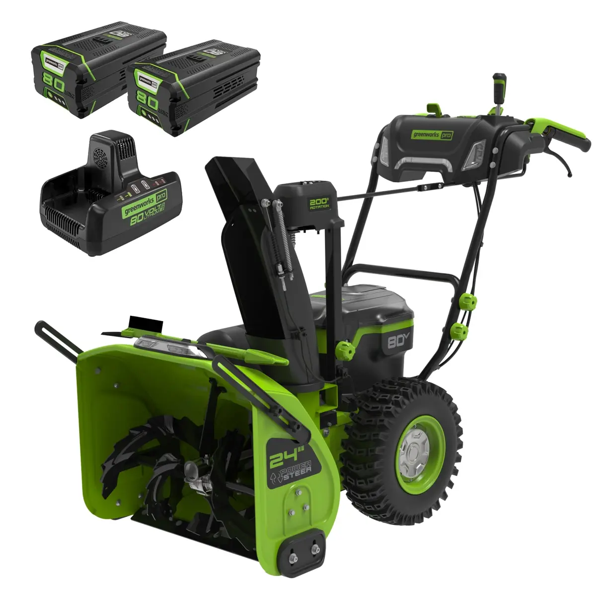 80V 24" Cordless Battery Two-Stage Snow Blower: (2) 5.0 Ah Batteries And Dual-Port Rapid Charger 1