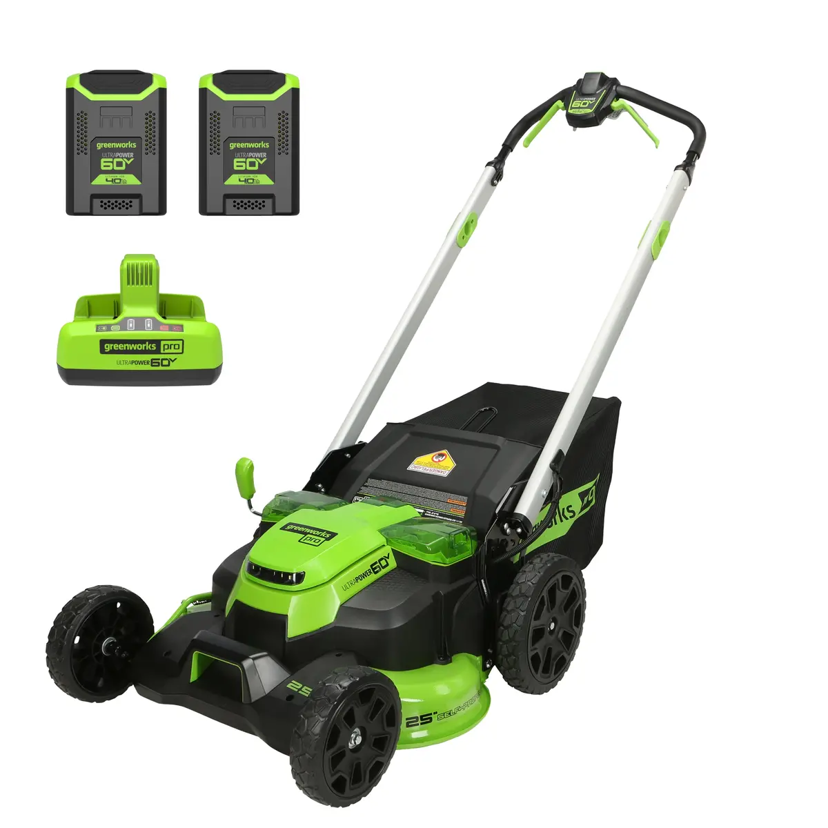 60V 25" Cordless Battery Dual Blade Self-Propelled Lawn Mower W/ Two (2) 4.0Ah Batteries & Dual-Port Charger 1