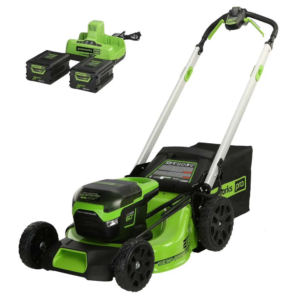 Open Box 60V 21" Cordless Battery Self-Propelled Lawn Mower: (2) 4.0 Ah Batteries And Dual-Port Charger 1