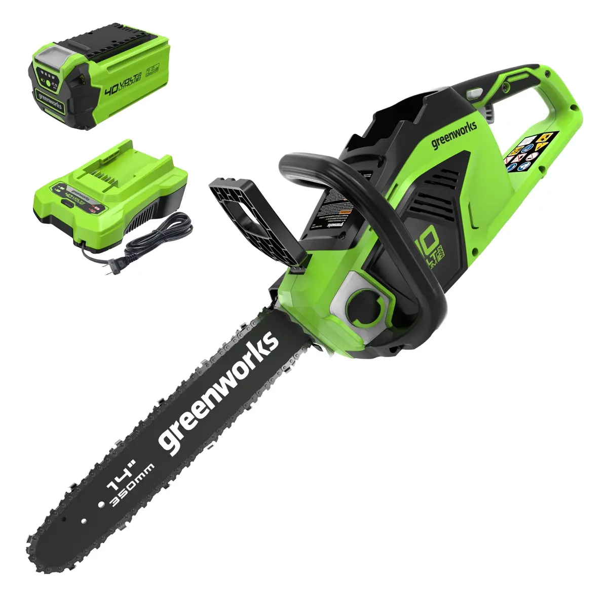 40V 14" Cordless Battery 1.5Kw Chainsaw W/ 2.5 Ah Battery & Charger 1