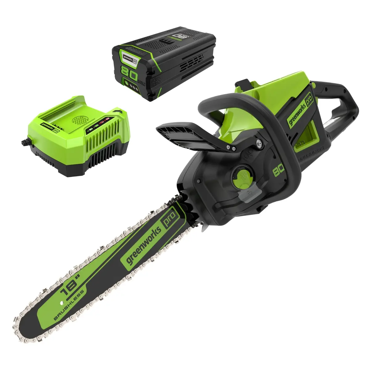 80V 18" Cordless Battery 2.5Kw Chainsaw: 4.0Ah Battery & Rapid Charger 1