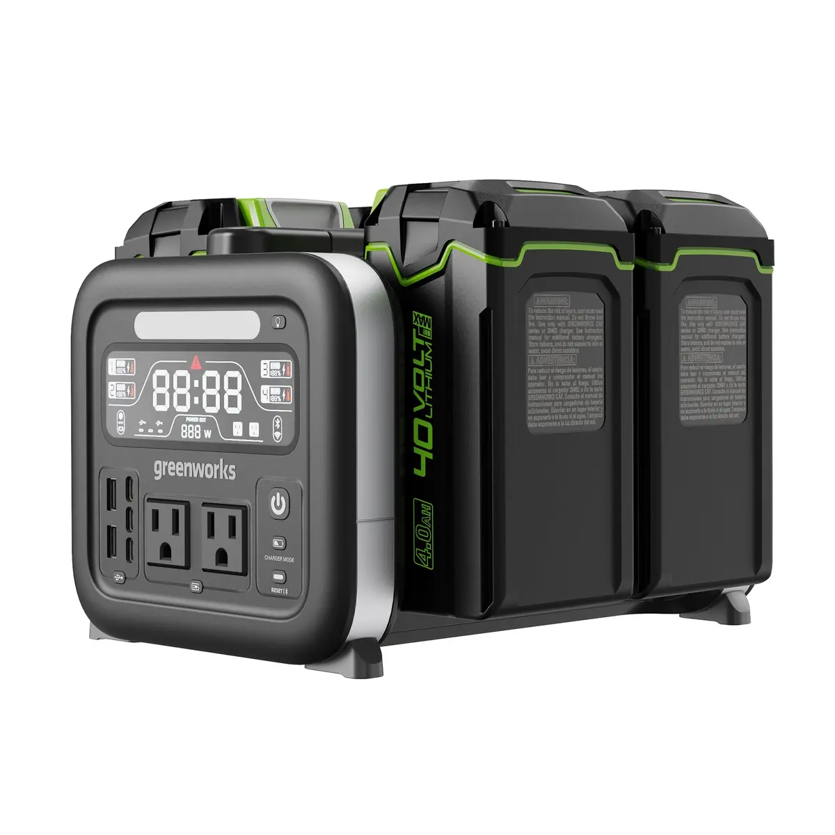 40V 500W 4-Slot Inverter Portable Power Station, (4) 4.0 Ah Batteries And Built-In Charger 1