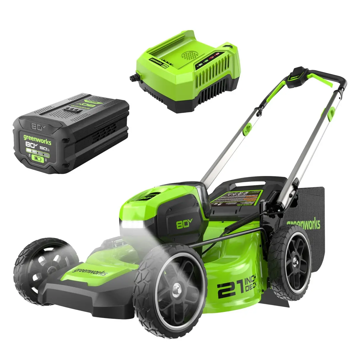 80V 21" Cordless Battery 4-In-1 Push Lawn Mower: 5.0 Ah Battery And 4A Charger 1