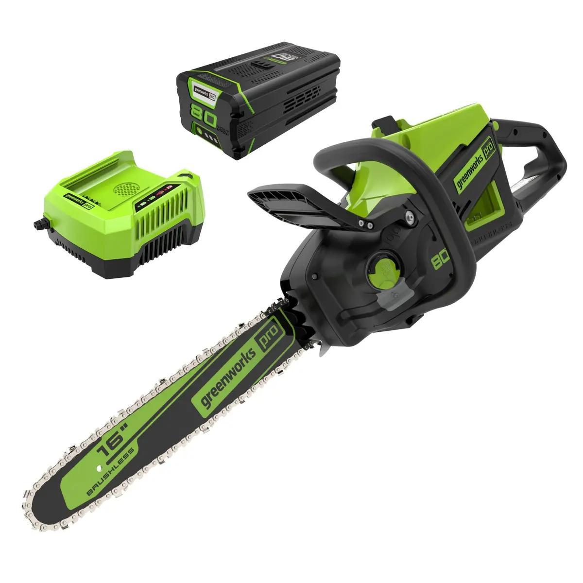 80V 16" 2.0Kw Cordless Battery Chainsaw W/ 4.0 Ah Battery & Charger 1