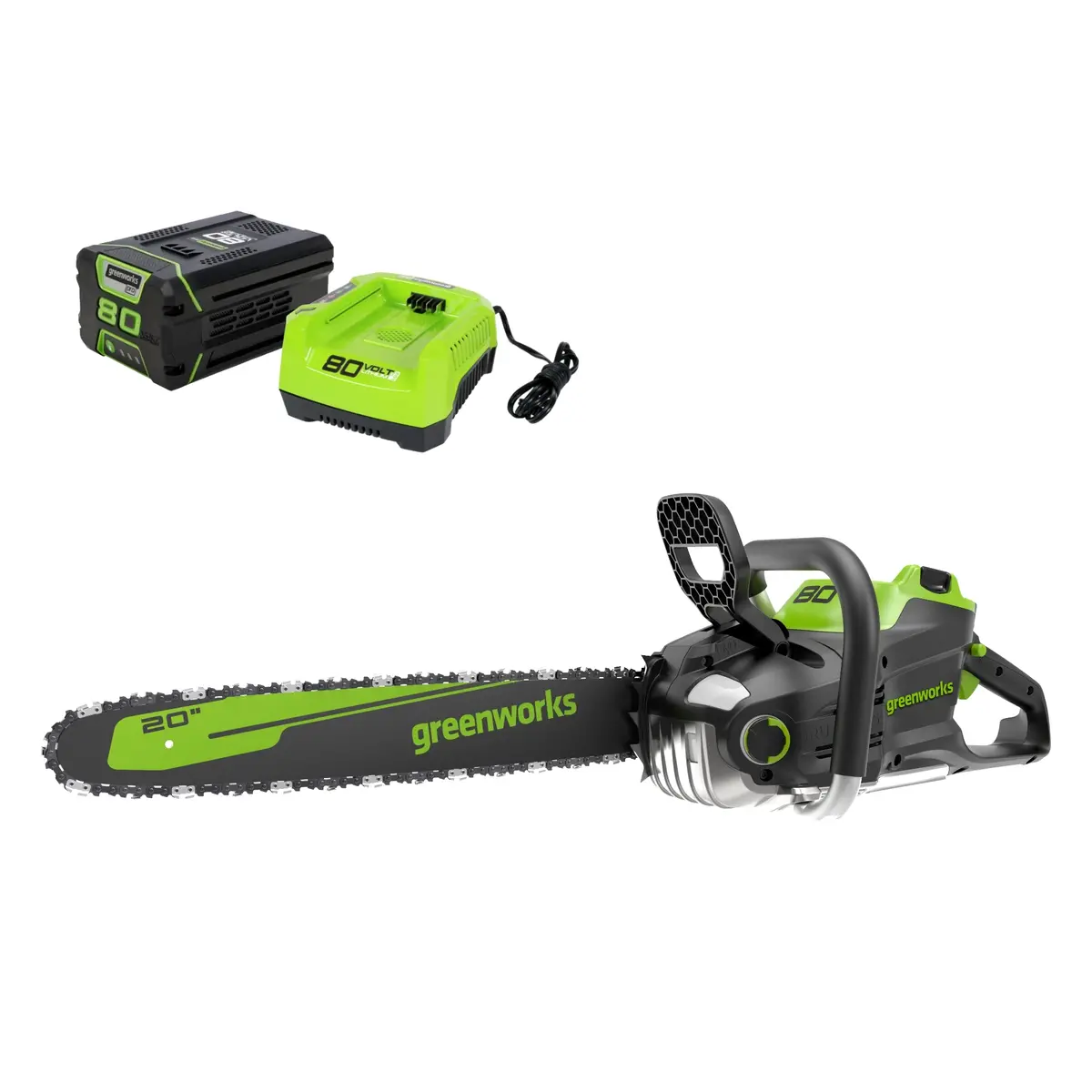 80V 20" Cordless Battery Chainsaw: 4.0 Ah Battery And Charger 1