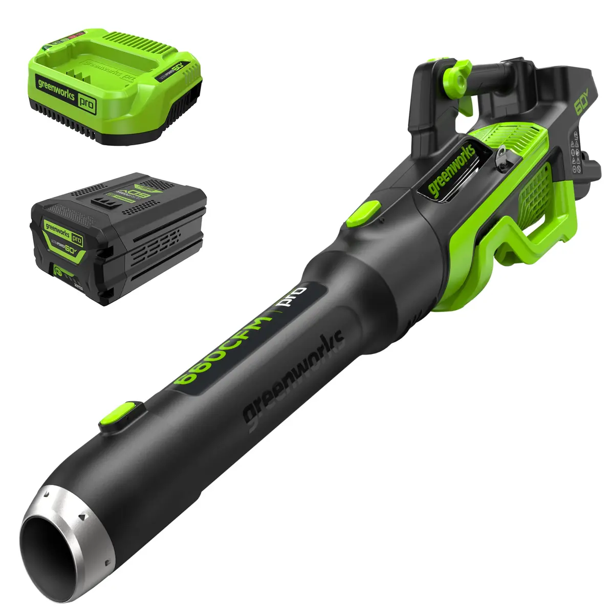 60V 660 Cfm Cordless Battery Brushless Leaf Blower: 2.5 Ah Battery And Charger 1