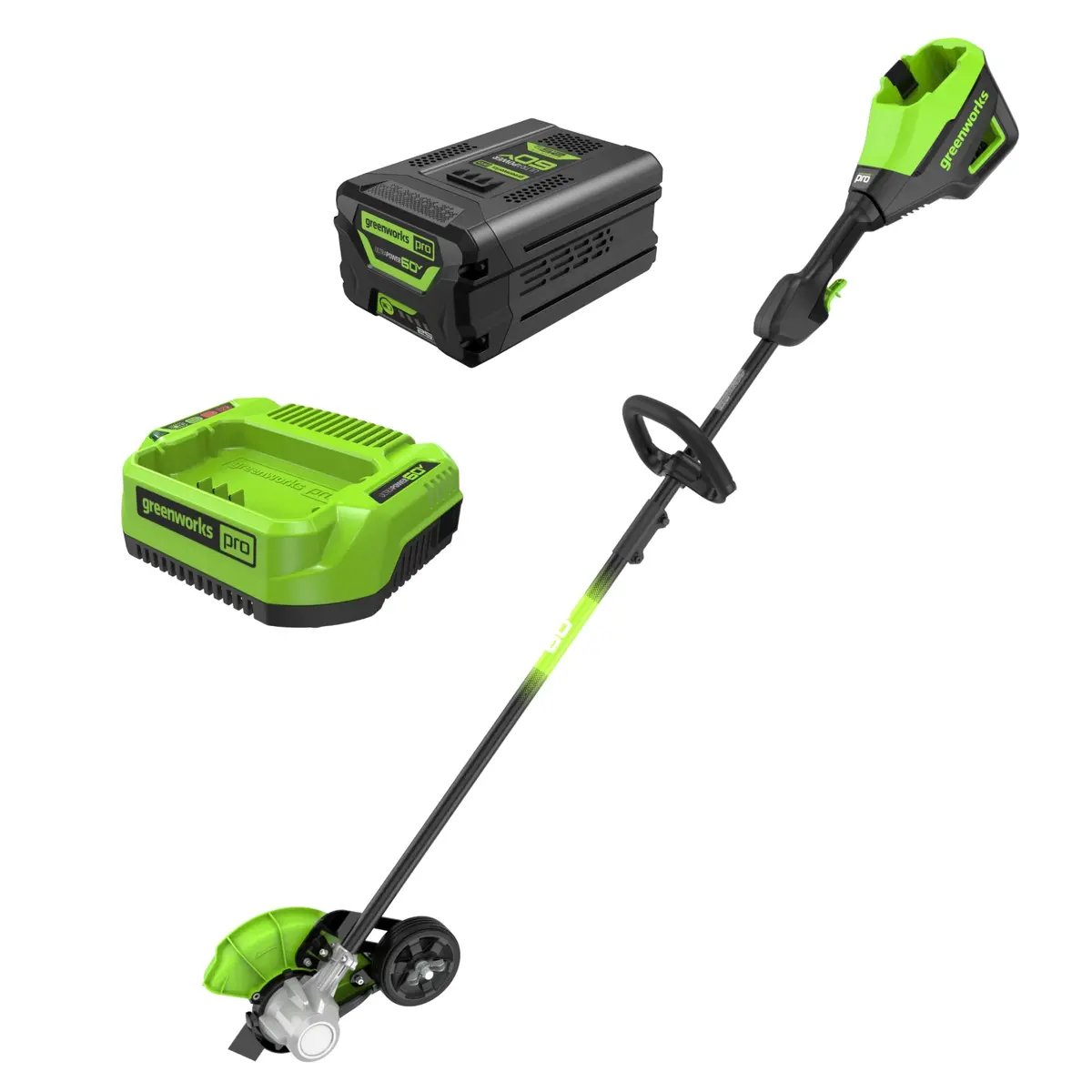 60V 8" Cordless Battery Edger Black Shaft: 2.0 Ah Battery And Charger 1