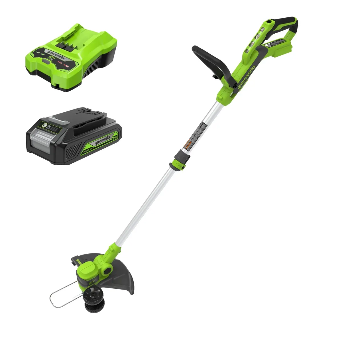 24V 12" Cordless Battery String Trimmer And Edger: 2.0 Ah Usb Battery And Charger 1