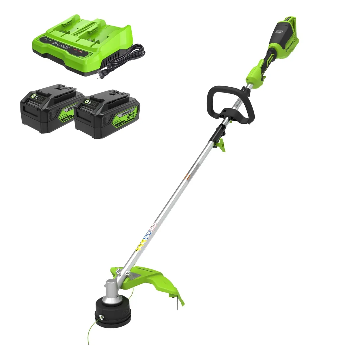 48V (24V X 2) 16" Cordless Battery String Trimmer (Attachment Capable): (2) 4.0 Ah Usb Batteries And Dual-Port Charger 1