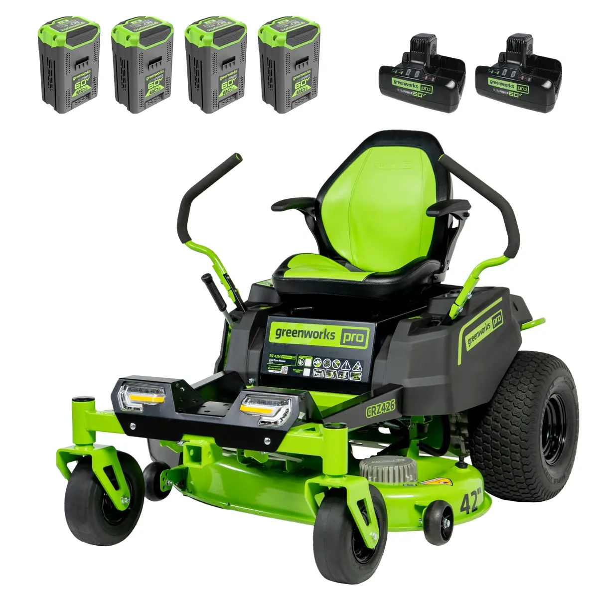 60V 42" Electric Crossoverz Zero Turn Mower With (4) 8 Ah Batteries And (2) Dual-Port Turbo Chargers 1