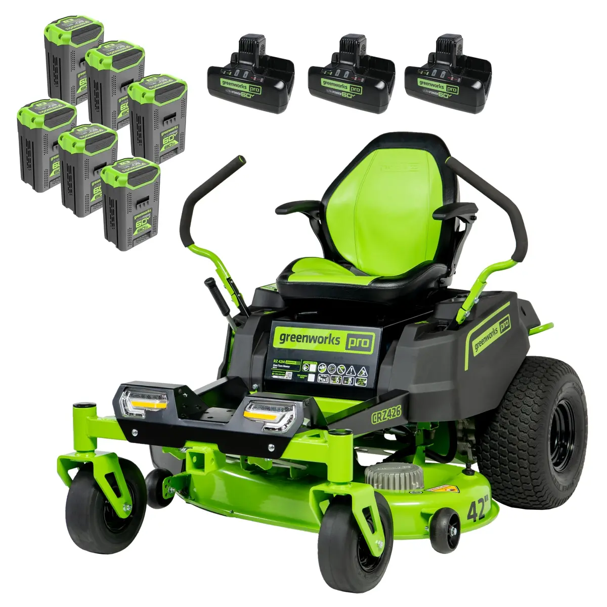 60V 42” Electric Crossoverz Zero Turn Mower With (6) 8 Ah Batteries And (3) Dual Port Turbo Chargers 1
