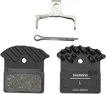 Shimano J05a-Rf Disc Brake Pad And Spring - Resin Compound, Finned Aluminum Back Plate 1
