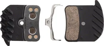 Shimano H03c-Mf Disc Brake Pad And Spring - Metal Compound, Finned Aluminum Backplate, One Pair 1