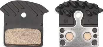 Shimano J04c-Mf Disc Brake Pads And Springs - Metal Compound, Finned Alloy And Stainless Steel Back Plate, One Pair 1