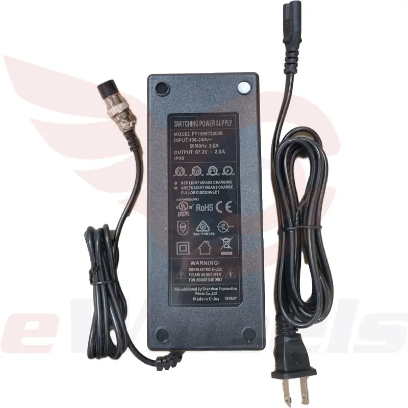 67.2V/2A Charger. Gx16-3 Pin 1