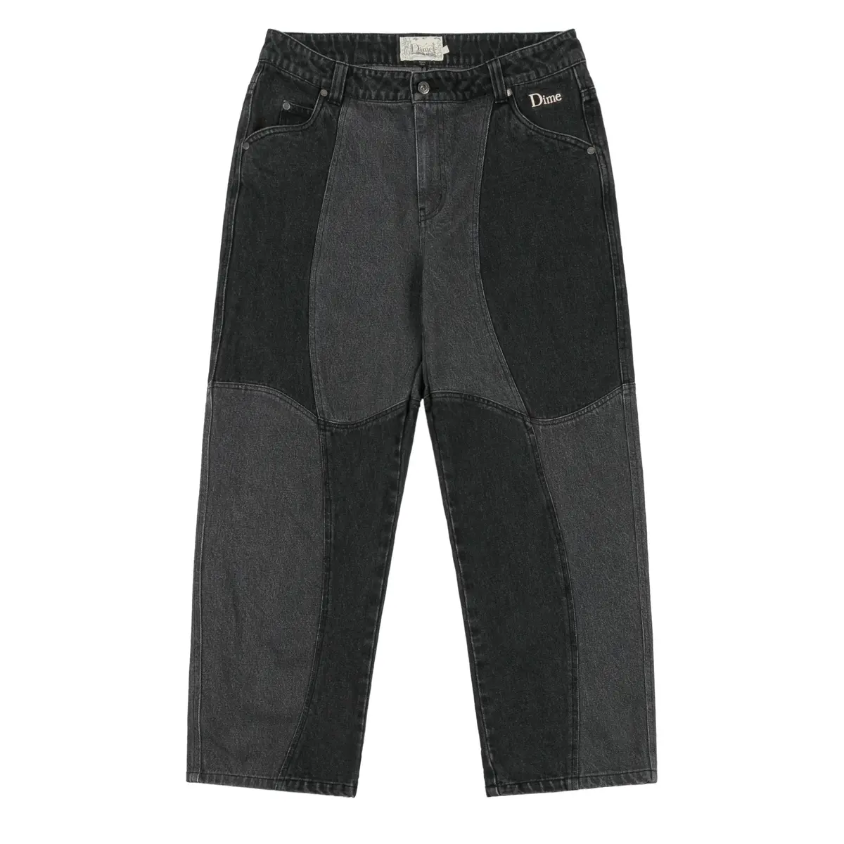 Dime Blocked Relaxed Denim Pants - Black Washed 1